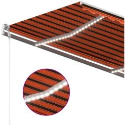 Topdeal Auvent Manuel Rétractable Avec LED 3x2,5 M Orange Et Marron FF3069905_FR -Pergola Soldes 60046721 4