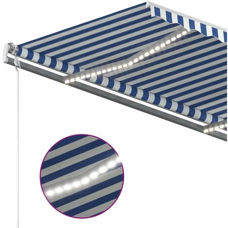 Topdeal Auvent Manuel Rétractable Avec LED 3x2,5 M Bleu Et Blanc FF3069901_FR 6 Topdeal Auvent Manuel Rétractable Avec LED 3x2,5 M Bleu Et Blanc FF3069901_FR – Image 4
