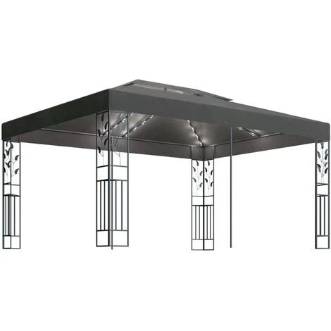 Topdeal Tonnelle Avec Double Toit Et Lumières LED 3x4 M Anthracite FF3070299_FR 3 Topdeal Tonnelle Avec Double Toit Et Lumières LED 3x4 M Anthracite FF3070299_FR