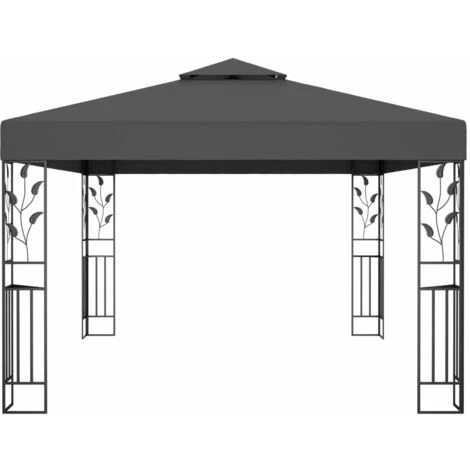 Topdeal Tonnelle Avec Double Toit Et Lumières LED 3x4 M Anthracite FF3070299_FR 6 Topdeal Tonnelle Avec Double Toit Et Lumières LED 3x4 M Anthracite FF3070299_FR – Image 4