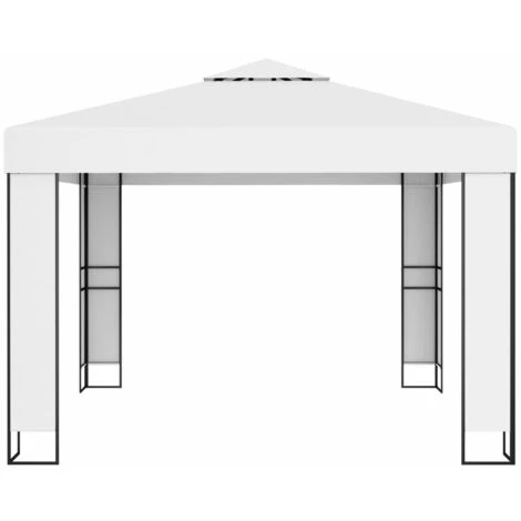 Topdeal Tonnelle Avec Double Toit Et Lumières LED 3x3 M Blanc FF3070302_FR 5 Topdeal Tonnelle Avec Double Toit Et Lumières LED 3x3 M Blanc FF3070302_FR – Image 3