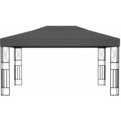 Topdeal Tonnelle Avec Guirlande Lumineuse à LED 3x4 M Anthracite Tissu FF3070329_FR -Pergola Soldes 60046755 3