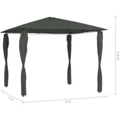 Topdeal Belvédère à Revêtement De Poteaux 3x3x2,6 M Anthracite 160 G/m² FF313607_FR -Pergola Soldes 60047639 4