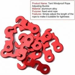 STARLIGHT 30pcs Ajusteur De Haubans En Aluminium Ultraléger Pour Tente De Randonnée Rouge,STAR.L -Pergola Soldes 60066610 4