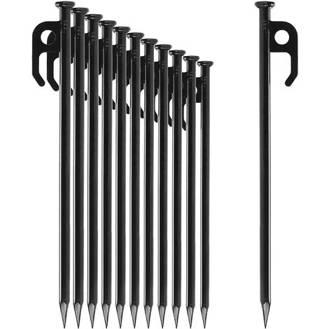 REGALOS 12x Piquets De Tente En Acier - Piquets Longs Et Résistants Pour Le Camping Et L'extérieur - Piquets De Camping (30 Cm) 3 REGALOS 12x Piquets De Tente En Acier - Piquets Longs Et Résistants Pour Le Camping Et L'extérieur - Piquets De Camping (30 Cm)