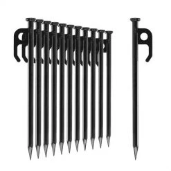 REGALI 12x Piquets De Tente En Acier - Piquets Longs Et Robustes Pour Le Camping Et L'extérieur - Idéal Pour Les Sols Normaux Et Durs - 20 Cm