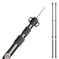 REGALI Mât De Tente En Aluminium, Mât De Bâche Rétractable Avec Capuchon En Caoutchouc Et 3 Tentes De Niveau Réglables, 90-230 Cm (noir)