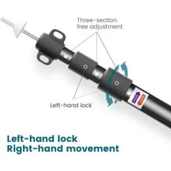 REGALI Mât De Tente En Aluminium, Mât De Bâche Rétractable Avec Capuchon En Caoutchouc Et 3 Tentes De Niveau Réglables, 90-230 Cm (noir) -Pergola Soldes 60110092 3