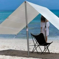 REGALI Mât De Tente En Aluminium, Mât De Bâche Rétractable Avec Capuchon En Caoutchouc Et 3 Tentes De Niveau Réglables, 90-230 Cm (noir) -Pergola Soldes 60110092 5