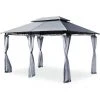GOPLUS 3,9x2,9M Tonnelle De Reception,Chapiteau De Jardin Avec Double Toit Avec Moustiquaire Détachable Et Armature Robuste, Gazebo Pour Jardins Pour Mariages, Barbecues, Pique-niques, Fêtes (Gris) -Pergola Soldes 60113737 1