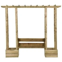 VidaXL Pergola De Jardin Avec Banc Et Jardinières Bois De Pin Imprégné - Brun -Pergola Soldes 60140043 3