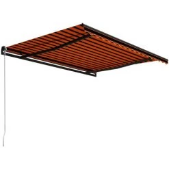 LITZEE Auvent Manuel Rétractable 450x300 Cm Orange Et Marron # -Pergola Soldes 60165639 2