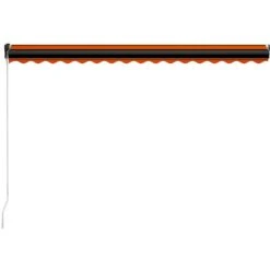 LITZEE Auvent Manuel Rétractable 450x300 Cm Orange Et Marron # -Pergola Soldes 60165639 4