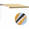 LITZEE Auvent Manuel Rétractable Avec LED 400x300 Cm Jaune Et Blanc # -Pergola Soldes 60165773 1