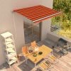 LITZEE Auvent Rétractable Automatique 350x250 Cm Orange Et Blanc # -Pergola Soldes 60165926 1