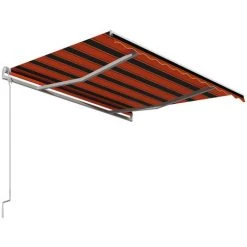 LITZEE Auvent Rétractable Automatique 350x250 Cm Orange Et Blanc # 10 LITZEE Auvent Rétractable Automatique 350x250 Cm Orange Et Blanc # -Pergola Soldes 60165926 4