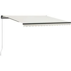 LITZEE Auvent Manuel Rétractable Avec LED 400x300 Cm Crème # 9 LITZEE Auvent Manuel Rétractable Avec LED 400x300 Cm Crème # -Pergola Soldes 60166477 3