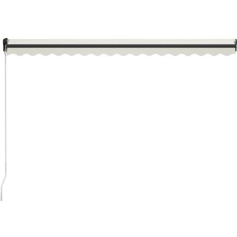 LITZEE Auvent Manuel Rétractable Avec LED 400x300 Cm Crème # 6 LITZEE Auvent Manuel Rétractable Avec LED 400x300 Cm Crème # – Image 4