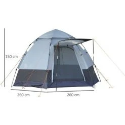 PESCE Tente Pop Up Montage Instantané - Tente De Camping 3-4 Pers. - 2 Grandes Portes - Dim. 2,6L X 2,6l X 1,5H M Fibre Verre Polyester Oxford -Pergola Soldes 60170153 3