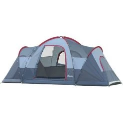 PESCE Tente De Camping Familiale 5-6 Pers. - Grande Porte + 3 Fenêtres - Dim. 4,55L X 2,3l X 1,8H M Fibre Verre Polyester Oxford Gris