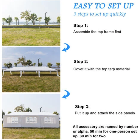 GROSMONDE 3 X 9 M à Sept C?tés Tente De Réception / Gazebo étanche Portable Avec Tubes En Spirale 6 GROSMONDE 3 X 9 M à Sept C?tés Tente De Réception / Gazebo étanche Portable Avec Tubes En Spirale – Image 4