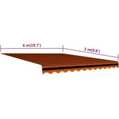 INLIFE Toile D'auvent Orange Et Marron 600x300 Cm -Pergola Soldes 60303249 5