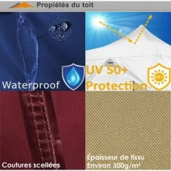 INSTENT® Structure De Tonnelle Pliante 3x3m Alu PRO, Couleur Urban, Avec Sac De Transport à Roulettes -Pergola Soldes 60356380 4