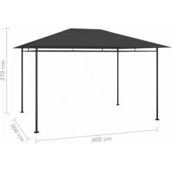 Topdeal Belvédère 4x3x2,7 M Anthracite 180 G/m² FF313923_FR -Pergola Soldes 60371333 5