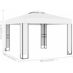 Topdeal Tonnelle Avec Toit Double 3x3 M Blanc FF47950_FR 11 Topdeal Tonnelle Avec Toit Double 3x3 M Blanc FF47950_FR -Pergola Soldes 60371950 5