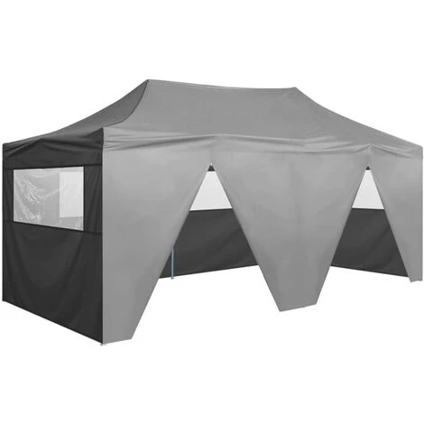 Topdeal Tente De Réception Pliable Avec 4 Parois 3x6 M Acier Anthracite FF48867_FR 3 Topdeal Tente De Réception Pliable Avec 4 Parois 3x6 M Acier Anthracite FF48867_FR