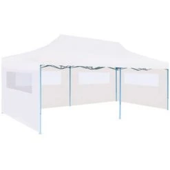 Topdeal Tente De Réception Pliable Avec Parois 3 X 6 M Acier Blanc FF48863_FR