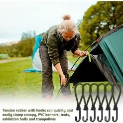 DECKON 6pcs Tendeur En Caoutchouc Avec Crochets En Spirale Pour Tentes, Bâches, Bannières En PVC, Pavillons, Trampolines, Voile D'ombrage 11 DECKON 6pcs Tendeur En Caoutchouc Avec Crochets En Spirale Pour Tentes, Bâches, Bannières En PVC, Pavillons, Trampolines, Voile D'ombrage -Pergola Soldes 60375652 5