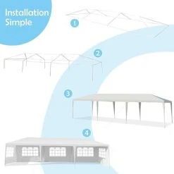 RELAX4LIFE Tonnelle De Jardin 3x9m Avec 5 Parois Et Fenêtre Pour Fête, Mariage, Barnum Extérieure En PE Imperméable, Pavillon Extérieur Pour Terrasse Et Patio -Pergola Soldes 60464505 3