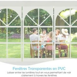 RELAX4LIFE Tonnelle De Jardin 3x9m Avec 5 Parois Et Fenêtre Pour Fête, Mariage, Barnum Extérieure En PE Imperméable, Pavillon Extérieur Pour Terrasse Et Patio -Pergola Soldes 60464505 5