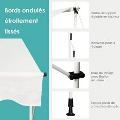 RELAX4LIFE Store Banne Sans Perçage Hauteur Réglable 200-300CM Avec Manivelle, Auvent Balcon Rétractable Anti-Soleil Installation Sans Perçage Pour Balcon, Jardin, Patio (Beige, 150 X 125 Cm) -Pergola Soldes 60464546 5