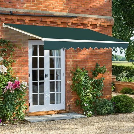 RELAX4LIFE Store Banne Rétractable Manuel En Alu Avec Manivelle, Auvent En Polyester Avec Angle Réglable 5-35° Pour Balcon, Fenêtre, Terrasse (3,6 X 3 M, Vert) 6 RELAX4LIFE Store Banne Rétractable Manuel En Alu Avec Manivelle, Auvent En Polyester Avec Angle Réglable 5-35° Pour Balcon, Fenêtre, Terrasse (3,6 X 3 M, Vert) – Image 4