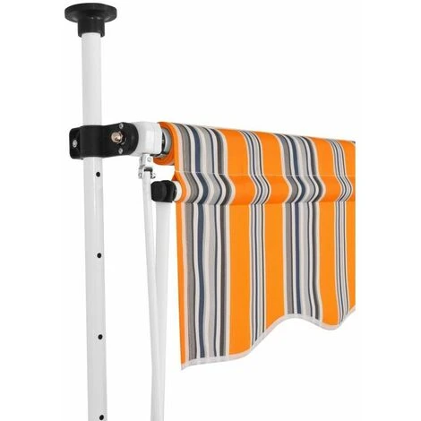 LITZEE Store Extérieur Auvent Retractable Manuel 300 Cm Rayures Jaunes Et Bleues 5 LITZEE Store Extérieur Auvent Retractable Manuel 300 Cm Rayures Jaunes Et Bleues – Image 3