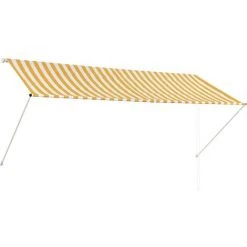 JN.SONGS Auvent Rétractable En Acier Store Banne Pour Terrasse Fenêtre Angle Hauteur Réglable Jaune Et Blanc - 300x150 Cm