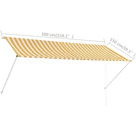 JN.SONGS Auvent Rétractable En Acier Store Banne Pour Terrasse Fenêtre Angle Hauteur Réglable Jaune Et Blanc - 300x150 Cm 4 JN.SONGS Auvent Rétractable En Acier Store Banne Pour Terrasse Fenêtre Angle Hauteur Réglable Jaune Et Blanc - 300x150 Cm – Image 2