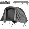 GOPLUS Lit De Camping Avec Auvent De Pluie,Tente Extérieure Pour 1/2 Personne, Tente Pliable Avec Lit Surélevé,Tapis De Couchage Et Sac De Transport,Charge Maximale 150KG (1 Place, Gris) -Pergola Soldes 60579257 1