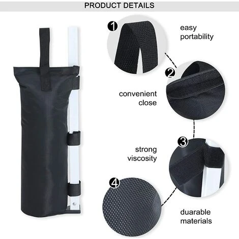 FLYME Sac De Sable Parasol ,Revêtement Imperméable En Pvc En Tissu Oxford 600D,Tente Extérieure Sac De Sable Pare-soleil Support Sac De Sable Publicité Hangar Sac De Sable Fixe Coupe-vent,4pack,noir 5 FLYME Sac De Sable Parasol ,Revêtement Imperméable En Pvc En Tissu Oxford 600D,Tente Extérieure Sac De Sable Pare-soleil Support Sac De Sable Publicité Hangar Sac De Sable Fixe Coupe-vent,4pack,noir – Image 3