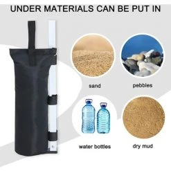 FLYME Sac De Sable Parasol ,Revêtement Imperméable En Pvc En Tissu Oxford 600D,Tente Extérieure Sac De Sable Pare-soleil Support Sac De Sable Publicité Hangar Sac De Sable Fixe Coupe-vent,4pack,noir 10 FLYME Sac De Sable Parasol ,Revêtement Imperméable En Pvc En Tissu Oxford 600D,Tente Extérieure Sac De Sable Pare-soleil Support Sac De Sable Publicité Hangar Sac De Sable Fixe Coupe-vent,4pack,noir -Pergola Soldes 60690869 4