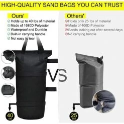 BAICCCF Accessoire Pour Tente Et Tonnellesacs 4 Sacs De Sable Pouvant Contenir Des Poids De Gazebo Extra Larges De 180 Lb, Sacs De Poids Pour Auvent, Sacs De Sable Pour Auvent Extérieur, Poids D'auvent Pour Tente -Pergola Soldes 60740334 4