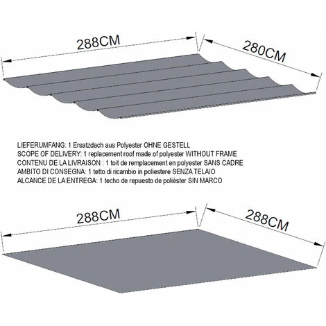 Quick-Star Toit De Remplacement Adapté Pour La Pergola à Toit Plat Firenze 3x3m Gris 4 Quick-Star Toit De Remplacement Adapté Pour La Pergola à Toit Plat Firenze 3x3m Gris – Image 2
