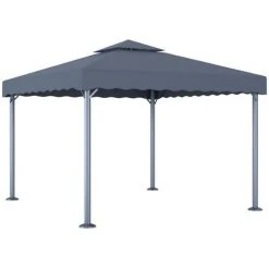 FIMEI Tonnelle Avec Guirlande Lumineuse LED 300x300 Cm Anthracite -Pergola Soldes 60966687 3