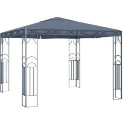FIMEI Tonnelle Avec Guirlande Lumineuse à LED 300x300 Cm Anthracite -Pergola Soldes 60966840 3