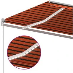 FIMEI Auvent Manuel Rétractable Avec LED 450x300 Cm Orange Et Marron -Pergola Soldes 60967880 5