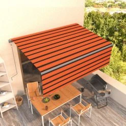 FIMEI Auvent Automatique Rétractable Avec Store 4x3m Orange Et Marron