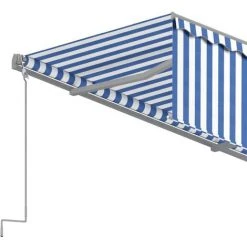 FIMEI Auvent Manuel Rétractable Avec Store 4,5x3 M Bleu Et Blanc -Pergola Soldes 60968665 5