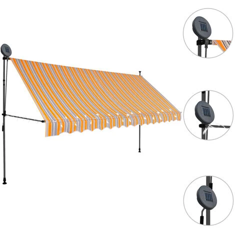 FIMEI Auvent Manuel Rétractable Avec LED 350 Cm Jaune Et Bleu 5 FIMEI Auvent Manuel Rétractable Avec LED 350 Cm Jaune Et Bleu – Image 3